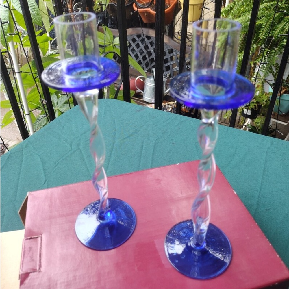 Cobalt blue candlesticks